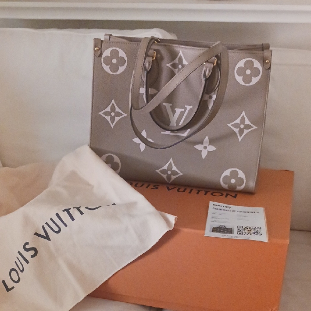 Louis Vuitton Tan and White Monogram Tote